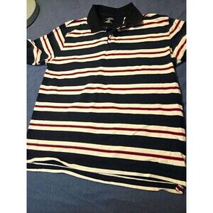 Sportif USA Heritage Polo Men's L Navy White Red Striped Cotton Short Sleeve
